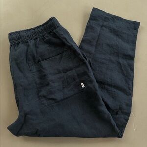 Wax London Navy Linen Pants